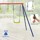 Outdoor Swing Set with Glider and Gym Rings – swing rope adjustment and gym rings
