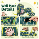 Owl Rolling Backpack, Lunch Bag and Pencil Case Set – zips handles and fasteners