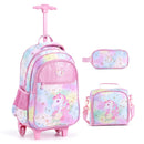 Pastel Unicorn Rolling Backpack, Lunch Bag and Pencil Case Set – complete pastel unicorn set