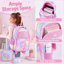Pastel Unicorn Rolling Backpack, Lunch Bag and Pencil Case Set – pockets and bottle holder
