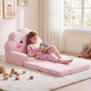 Pink cloud toddler flip-out sofa, extended configuration for reading