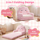 Pink cloud toddler flip-out sofa, folding configuration details