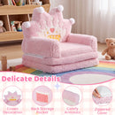 Pink Crown Toddler Flip-Out Sofa and Lounger – crown detail and rear storage pocket