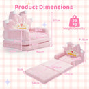 Pink Crown Toddler Flip-Out Sofa and Lounger – folded and unfolded dimensions