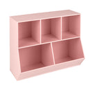 Pink Five-Cubby Kids Book and Toy Storage Cabinet – Pink product view 3