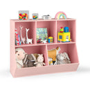 Pink Five-Cubby Kids Book and Toy Storage Cabinet – Pink product view 4