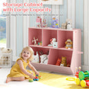 Pink Five-Cubby Kids Book and Toy Storage Cabinet – Pink product view 6