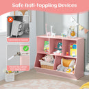 Pink Five-Cubby Kids Book and Toy Storage Cabinet – Pink product view 9