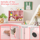 Pink Five-Cubby Kids Book and Toy Storage Cabinet – Pink product view 11