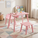 Pink Kids Pretend Nail Salon Table, Chair and Stool, Pink, view 1
