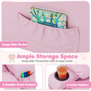 Pink recliner side pocket, two front pockets and two cup holders