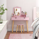 Pink Kids Vanity and Stool with Two Drawers – Pink product view 1