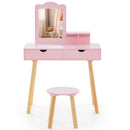 Pink Kids Vanity and Stool with Two Drawers – Pink product view 2