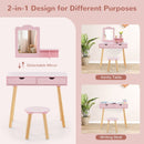 Pink Kids Vanity and Stool with Two Drawers – Pink product view 3