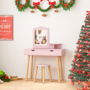 Pink Kids Vanity and Stool with Two Drawers – Pink product view 5