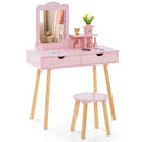 Pink Kids Vanity and Stool with Two Drawers – Pink product view 6