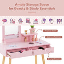 Pink Kids Vanity and Stool with Two Drawers – Pink product view 7