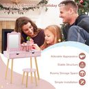 Pink Kids Vanity and Stool with Two Drawers – Pink product view 9