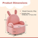 Pink Rabbit Toddler Armchair with Removable Feet – armchair dimensions and age guidance