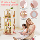 Pink Three-Tier Rotating Kids Bookcase – Shelf dividers and corner details