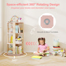 Pink Three-Tier Rotating Kids Bookcase – Turntable and rotating access