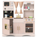 Pink Wooden Play Kitchen with Coffee Maker and Toy Clocks, Pink, view 3