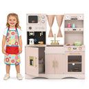 Pink Wooden Play Kitchen with Coffee Maker and Toy Clocks, Pink, view 4