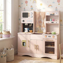 Pink Wooden Play Kitchen with Coffee Maker and Toy Clocks, Pink, view 6