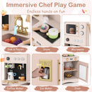 Pink Wooden Play Kitchen with Coffee Maker and Toy Clocks, Pink, view 7