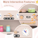 Pink Wooden Play Kitchen with Coffee Maker and Toy Clocks, Pink, view 8