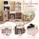 Pink Wooden Play Kitchen with Coffee Maker and Toy Clocks, Pink, view 9