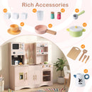 Pink Wooden Play Kitchen with Coffee Maker and Toy Clocks, Pink, view 10