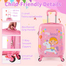 Pony Print Kids Spinner Suitcase and Backpack Set – Pink – handle wheel and zip details