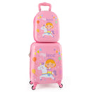 Pony Print Kids Spinner Suitcase and Backpack Set – Pink – stacked luggage configuration