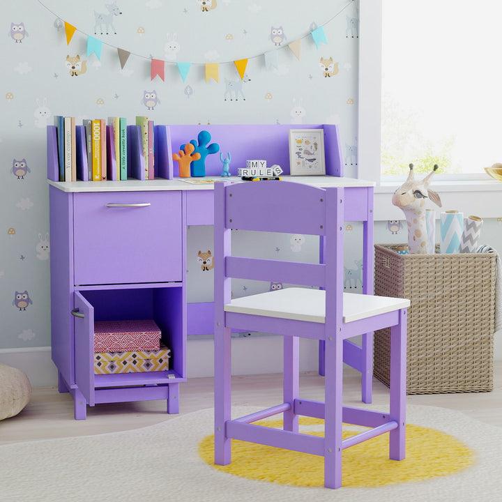 Purple Kids Study Desk and Chair with Book Sorters – Purple product view 1
