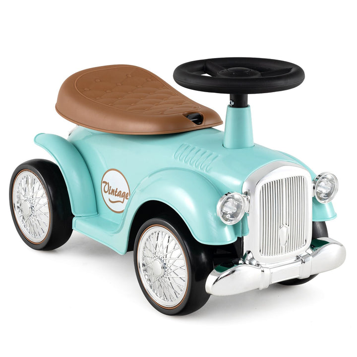 Retro car with steering wheel and squeeze horn – Green
