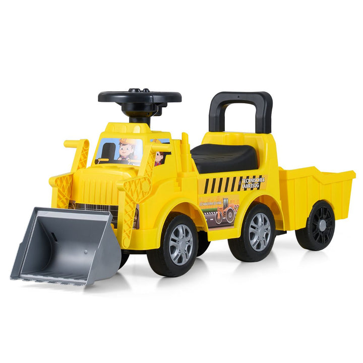 Ride-On Digger with Detachable Trailer and Sounds – complete yellow digger and detachable trailer