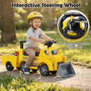 Ride-On Digger with Detachable Trailer and Sounds – sound controls and two-AA battery requirement