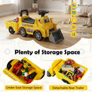 Ride-On Digger with Detachable Trailer and Sounds – under-seat and trailer storage