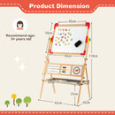 Rotating Wooden Art Easel with Abacus and Paper Roll – easel and board dimensions
