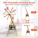 Rotating Wooden Art Easel with Abacus and Paper Roll – rotating drawing board