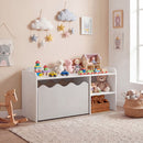Scalloped Kids Storage Shelf with Rolling Toy Box – Grey product view 2
