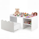 Scalloped Kids Storage Shelf with Rolling Toy Box – Grey product view 3