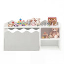 Scalloped Kids Storage Shelf with Rolling Toy Box – Grey product view 4