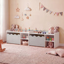 Scalloped Kids Storage Shelf with Rolling Toy Box – Grey product view 7