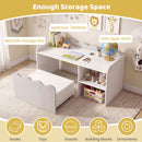 Scalloped Kids Storage Shelf with Rolling Toy Box – Grey product view 9