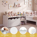 Scalloped Kids Storage Shelf with Rolling Toy Box – Grey product view 11