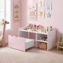 Scalloped Kids Storage Shelf with Rolling Toy Box – Pink product view 1