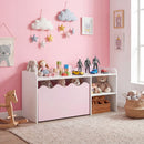 Scalloped Kids Storage Shelf with Rolling Toy Box – Pink product view 2