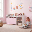 Scalloped Kids Storage Shelf with Rolling Toy Box – Pink product view 6